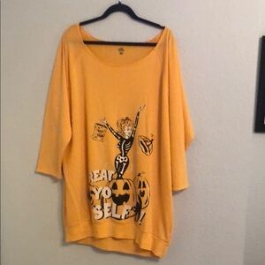 Halloween pinup girl oversized sleep shirt with matching thigh-high socks.